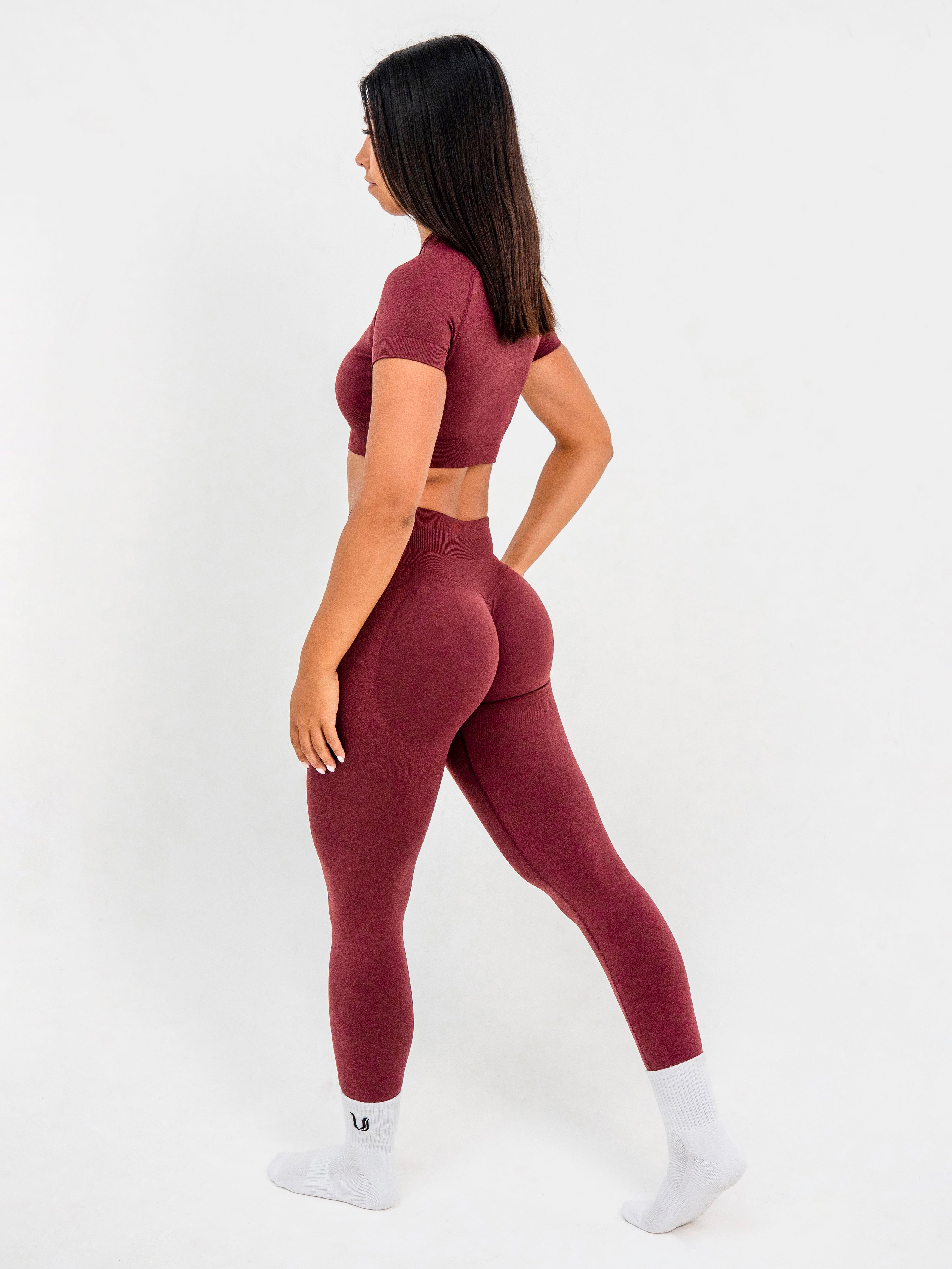 Luna | Premium Seamless Scrunch Legging - Burgundy