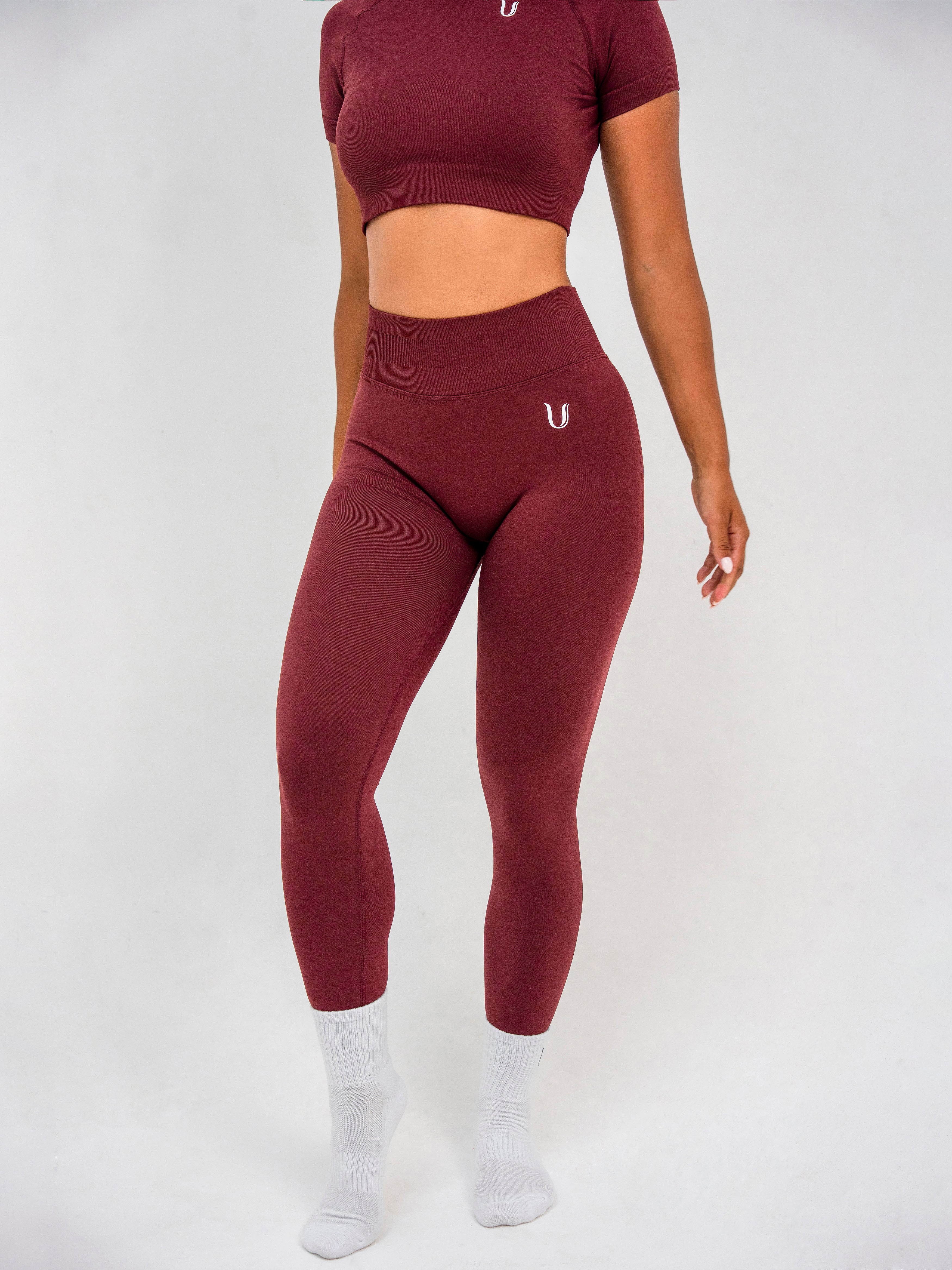 Luna | Premium Seamless Scrunch Legging - Burgundy