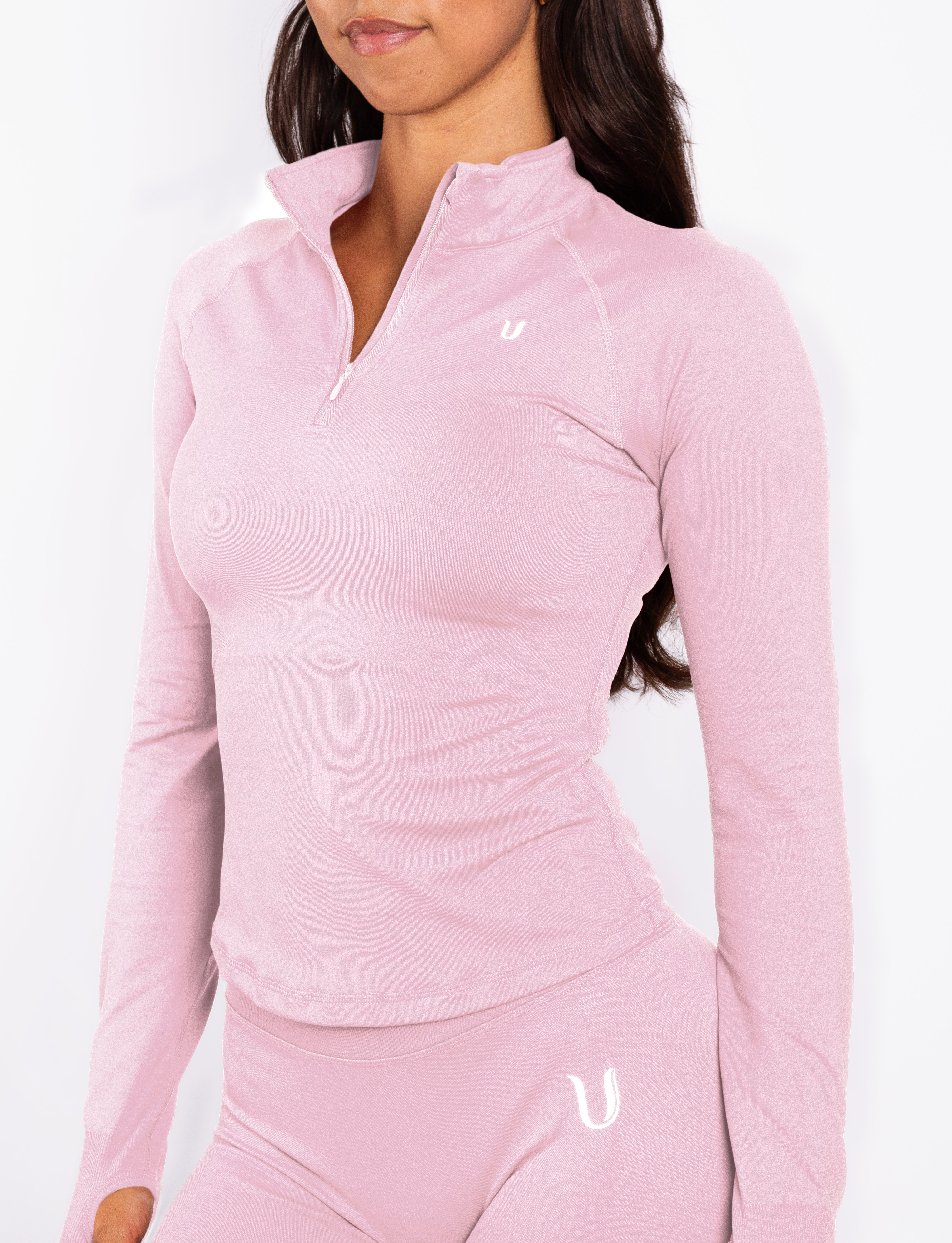 Beau | Half Zip Top Manga Larga Rosa