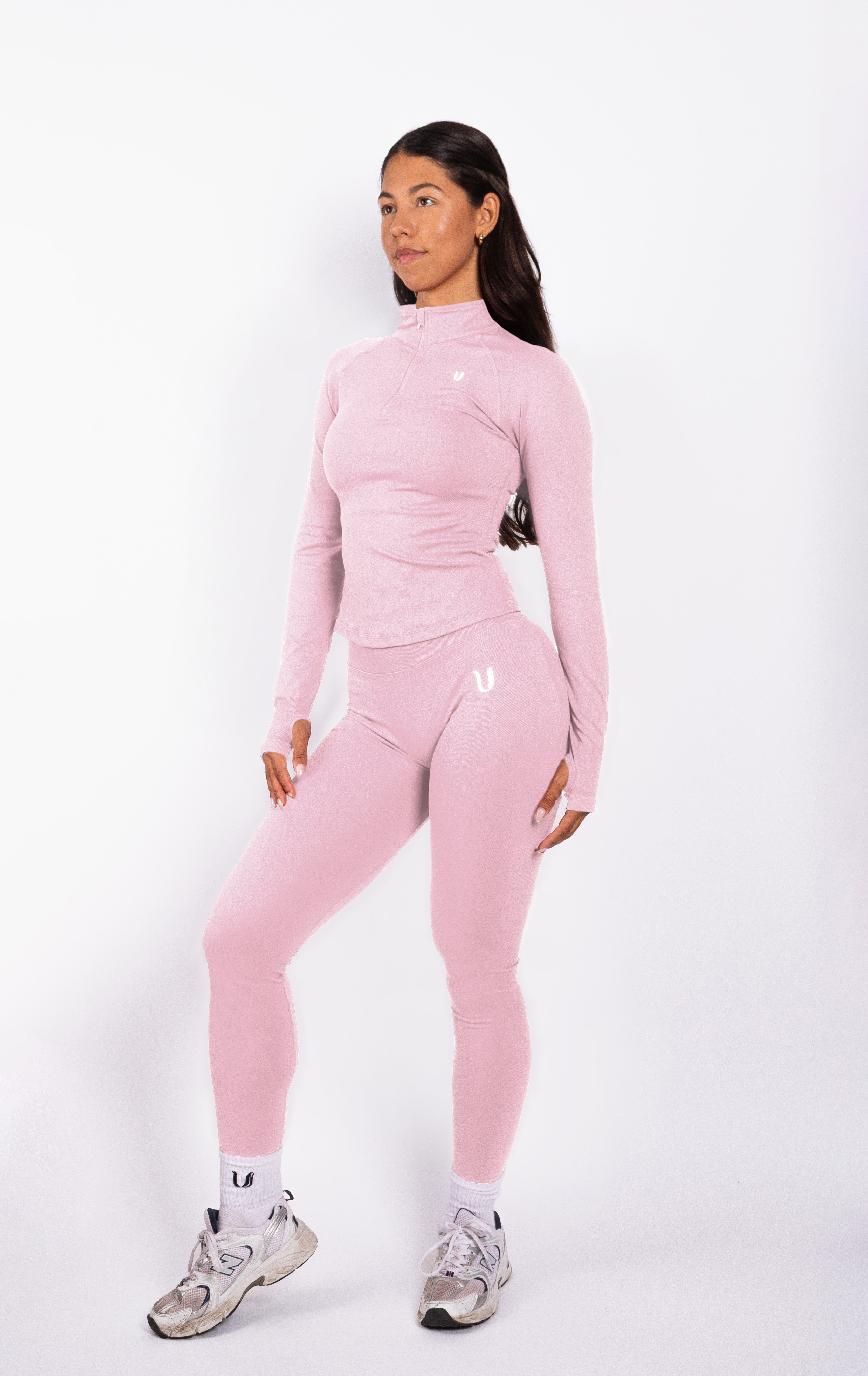 Beau | Half Zip Top Manga Larga Rosa