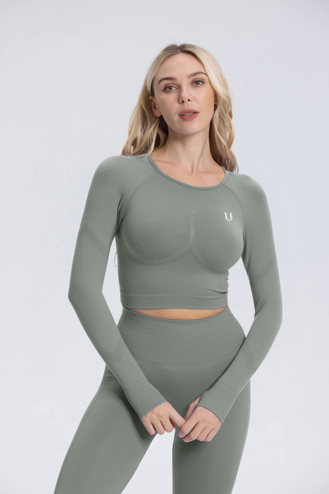 Leonie | Camiseta Crop Top Manga Larga - Gris