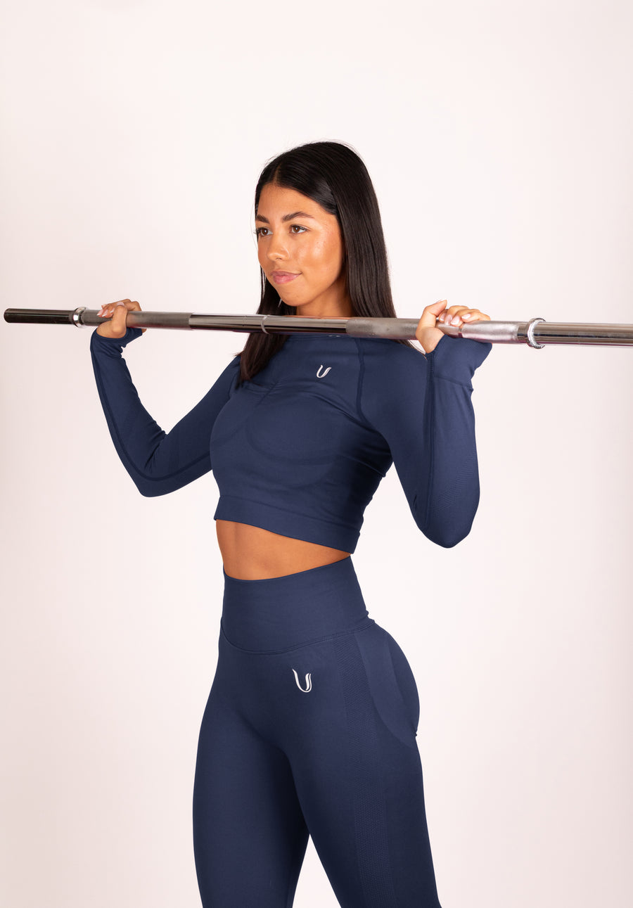 Leonie | Top Manica Lunga - Blu Scuro