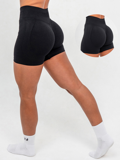 Luna | Premium Seamless Scrunch Short - Black