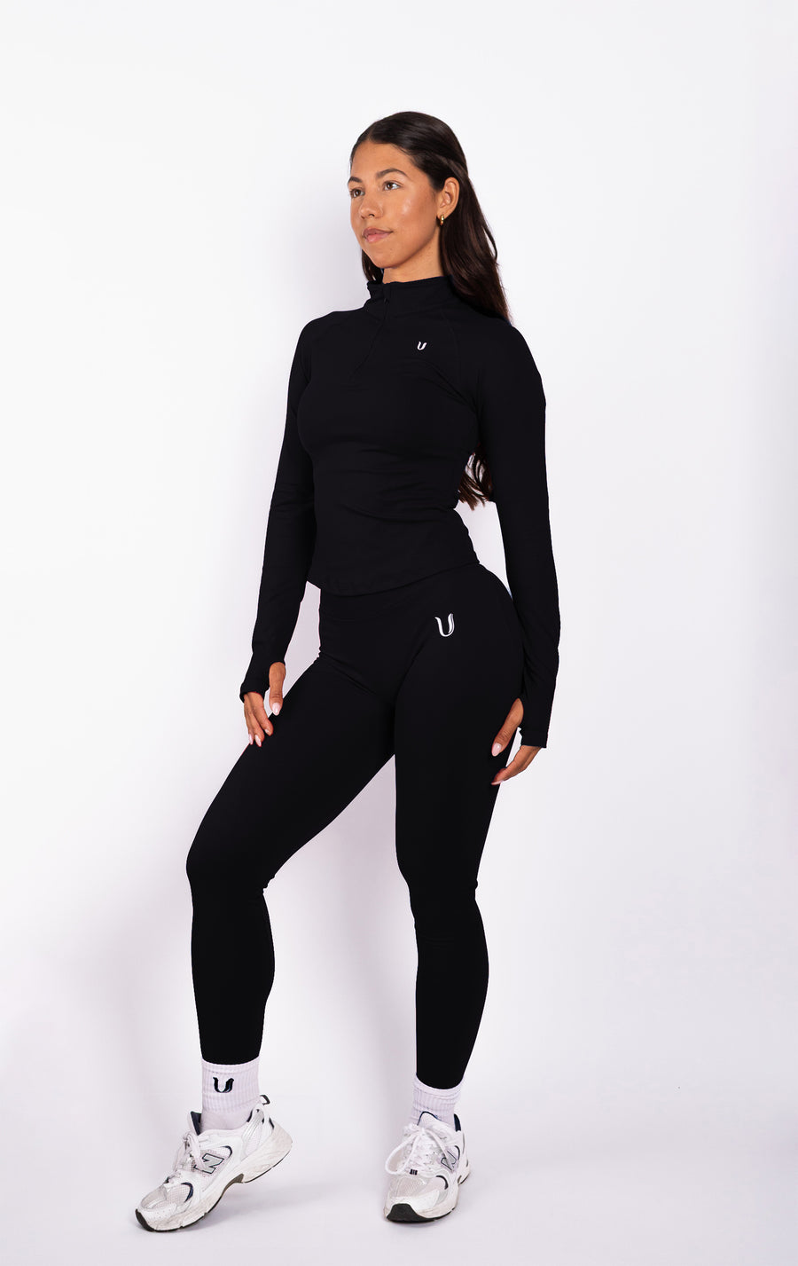 Beau | Top Manica Lunga con Mezza Zip - Nero