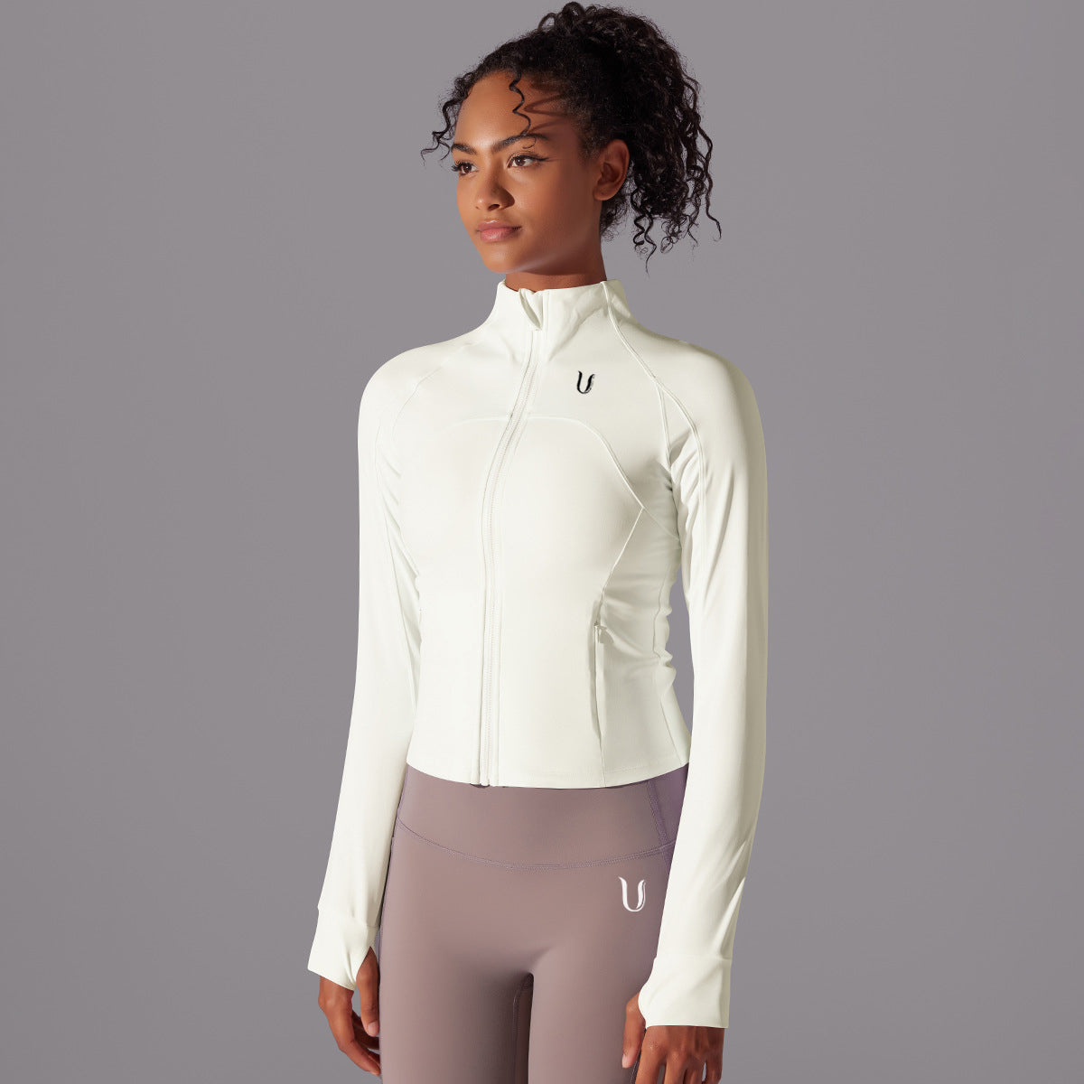 Chloe | Performance Zipper Jacket - Ivory