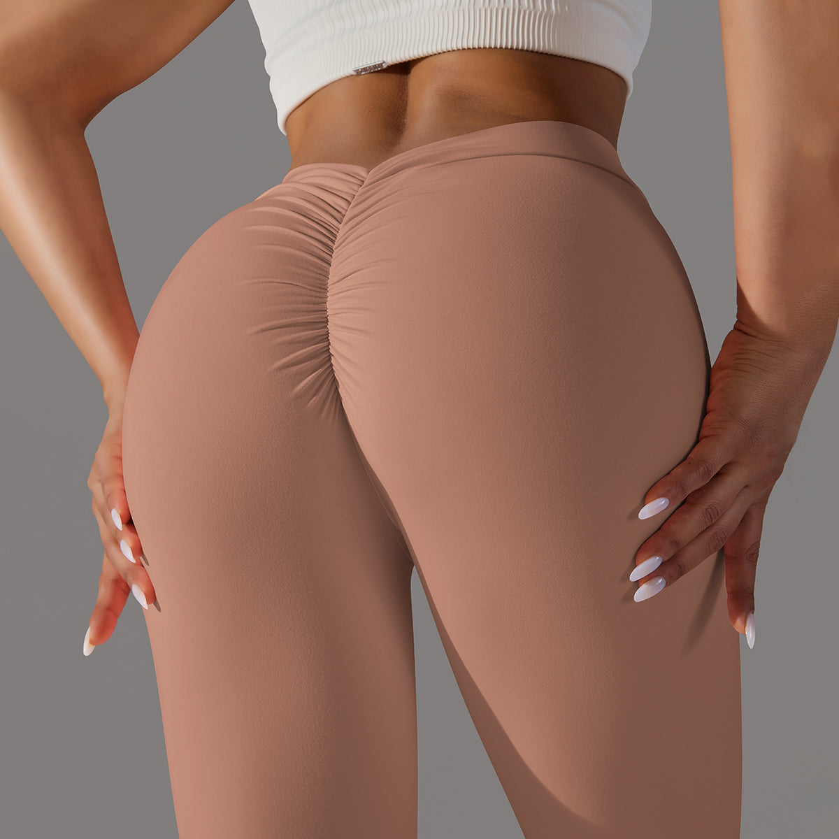 Emma | Leggings Extra Scrunch - Marrón Claro