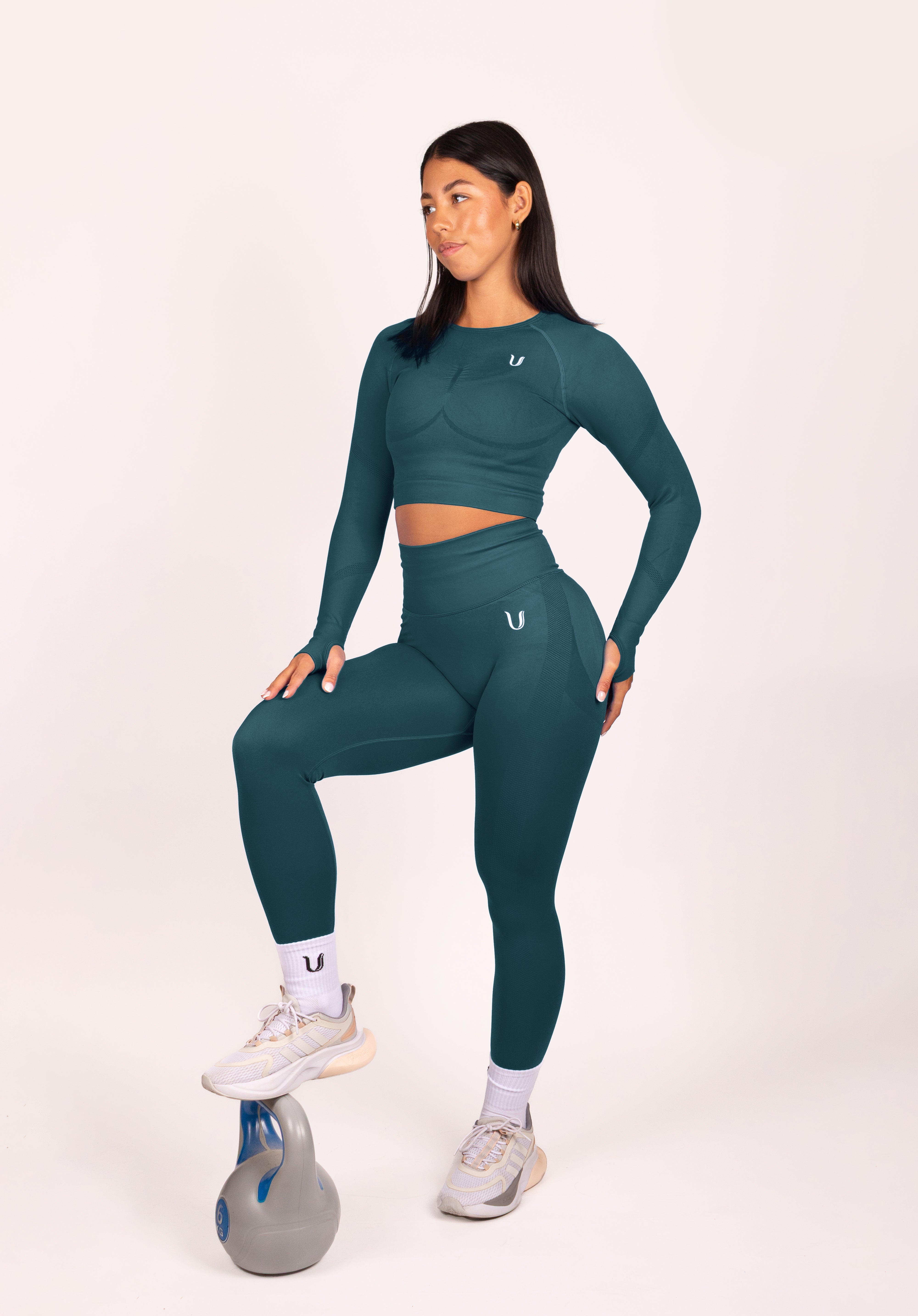 Leonie Premium Scrunch Legging Blauwgroen - Dames activewear detail