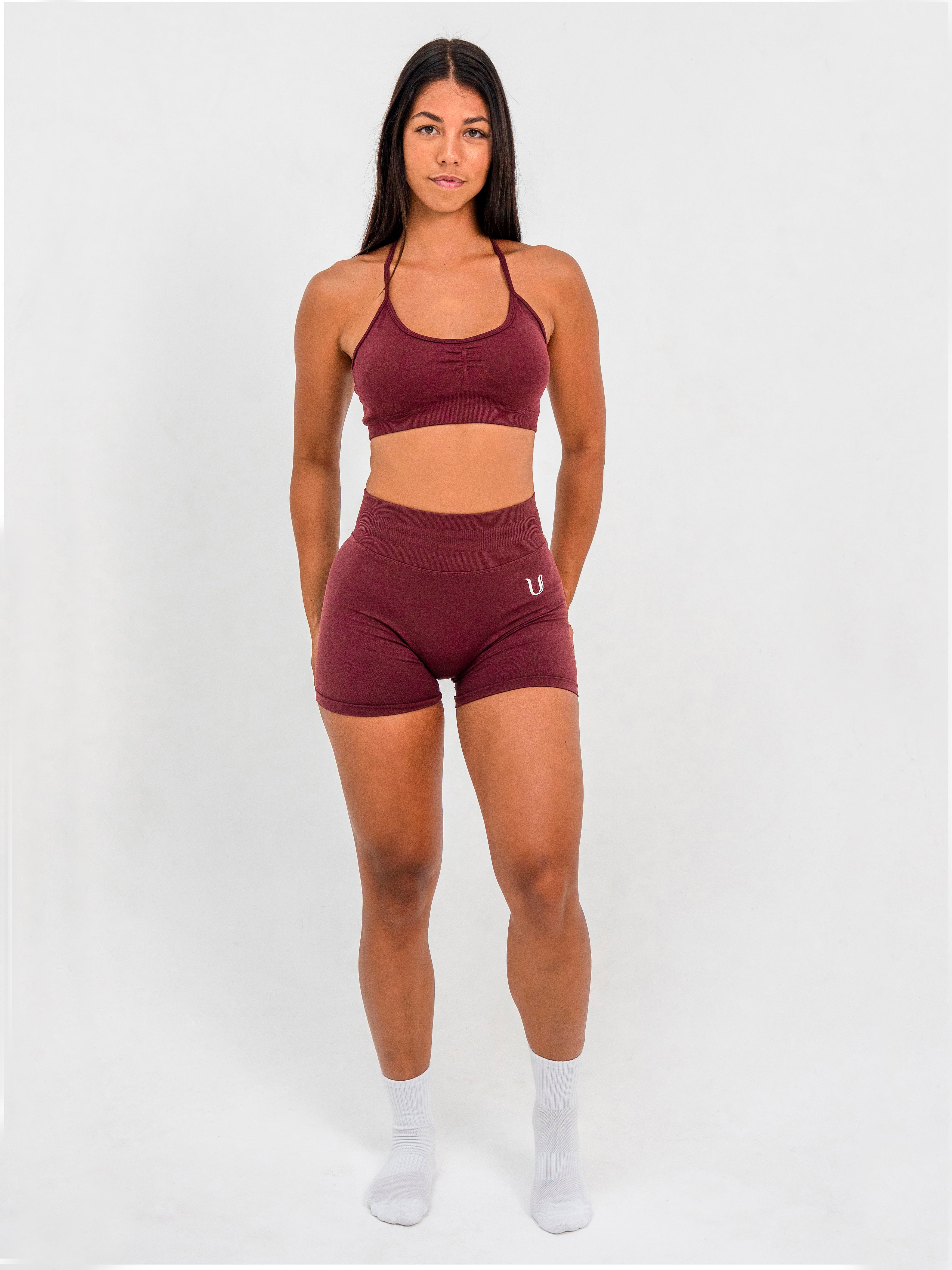 Luna | Short Scrunch Sin Costuras Premium - Burdeos