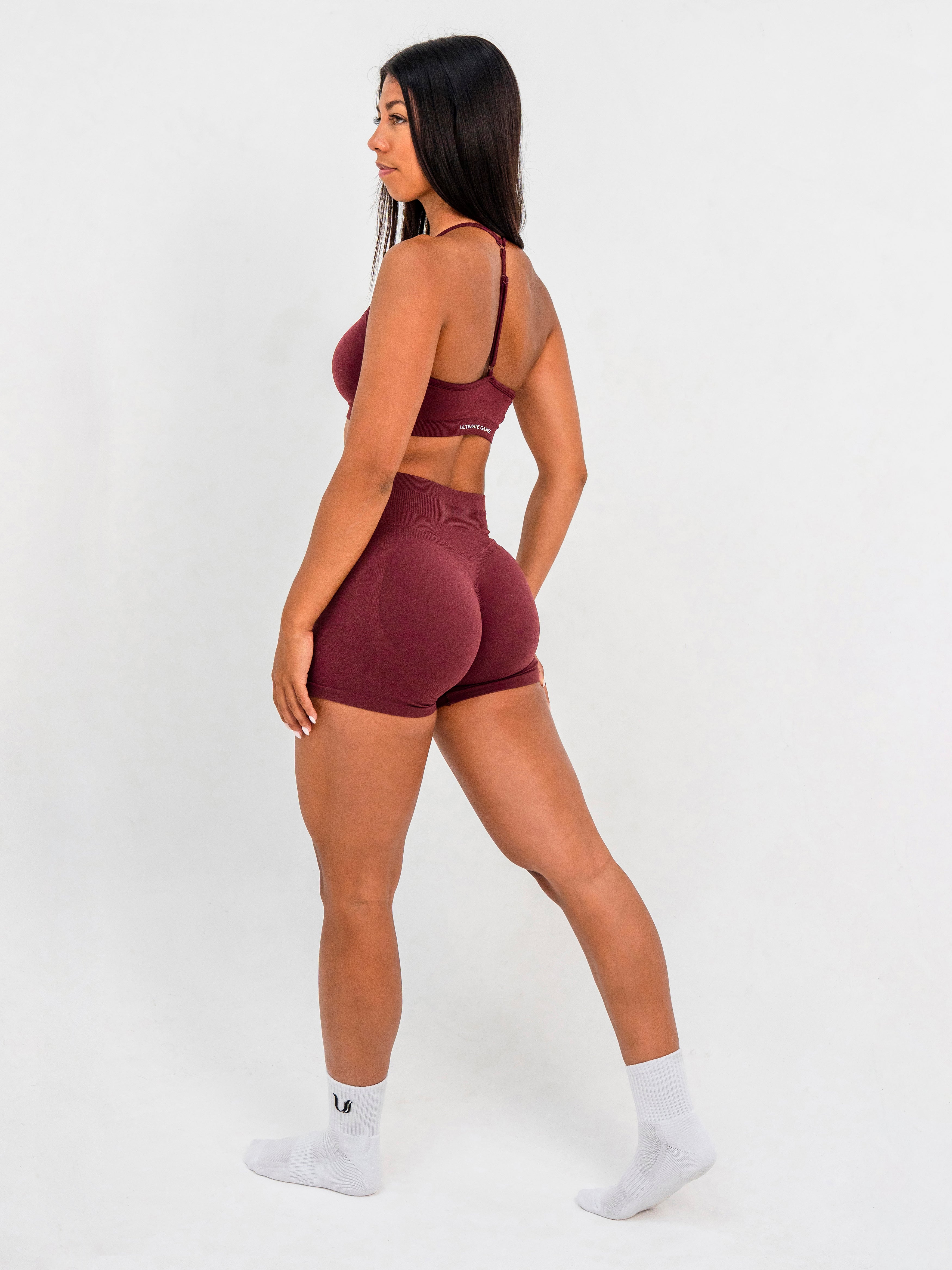 Luna | Short Scrunch Sin Costuras Premium - Burdeos