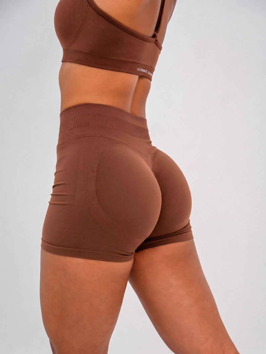 Luna | Premium Seamless Scrunch Short - Marrone