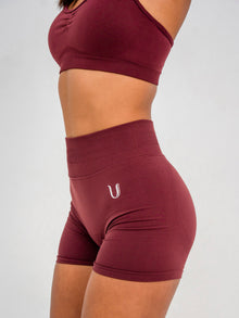 Luna | Short Scrunch Senza Cuciture Premium - Bordeaux