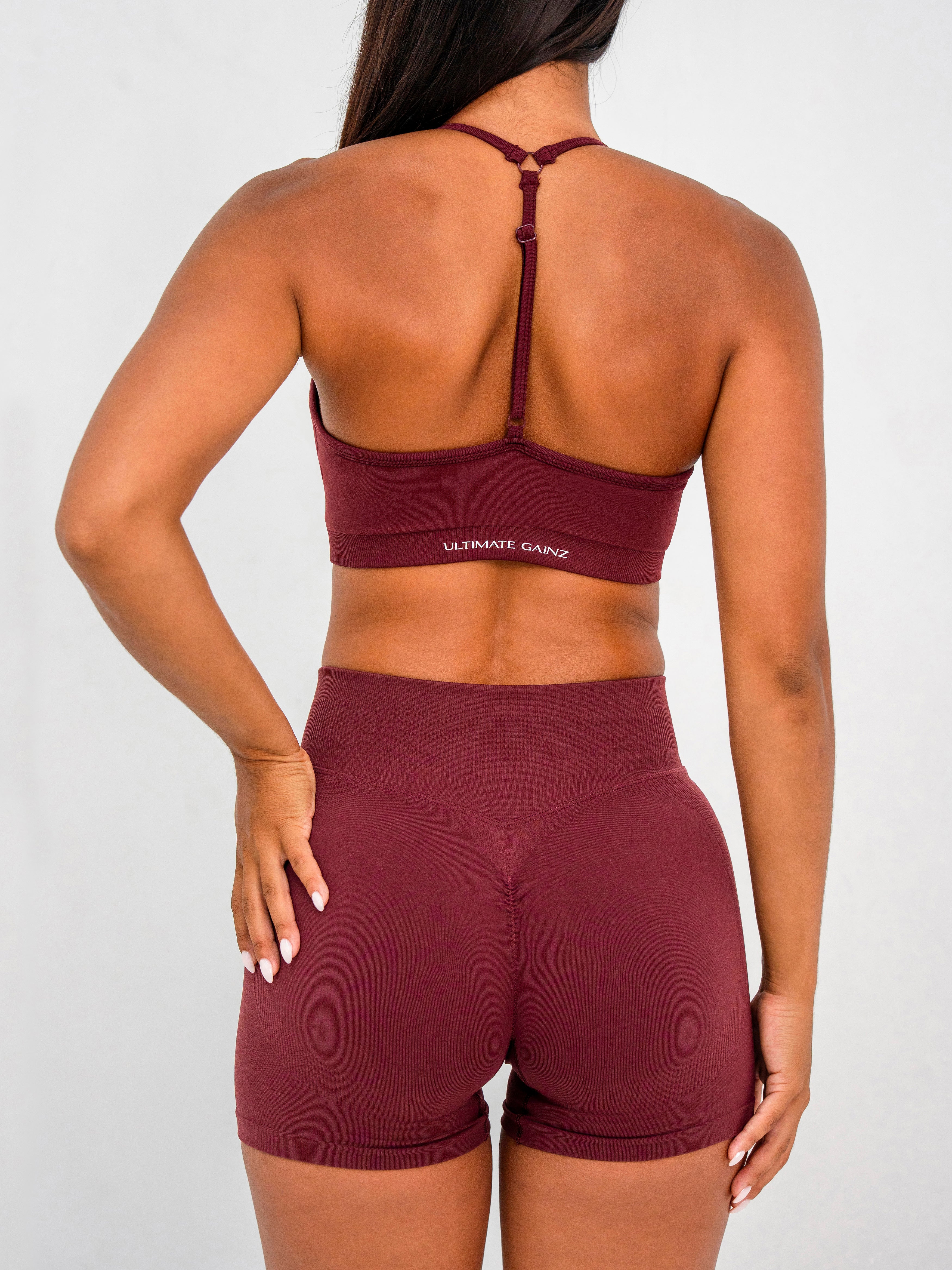 Luna | Short Scrunch Sin Costuras Premium - Burdeos