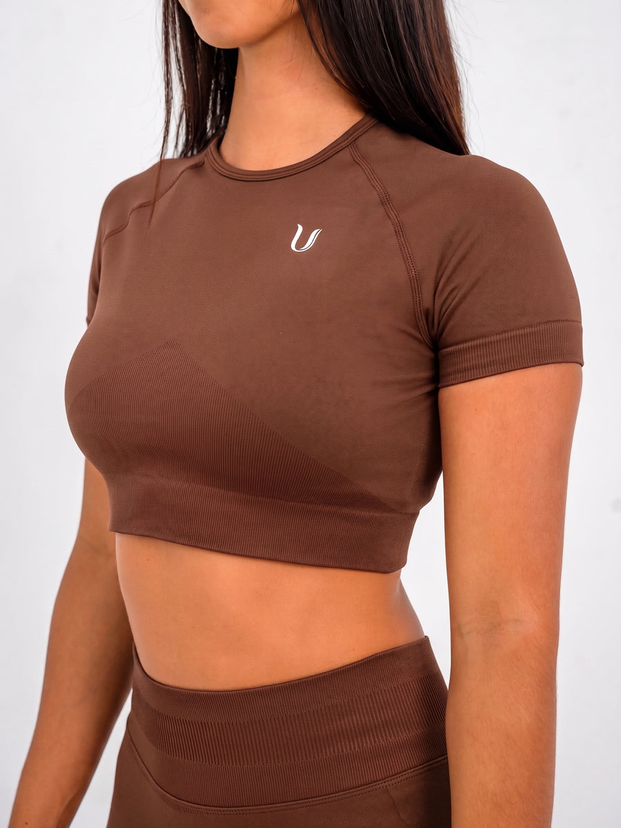 Luna | Premium Seamless Crop Top - Marrone