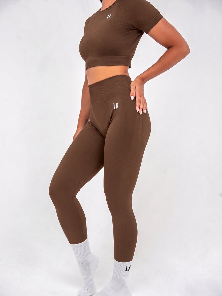 Luna | Premium Seamless Scrunch Legging - Marrone