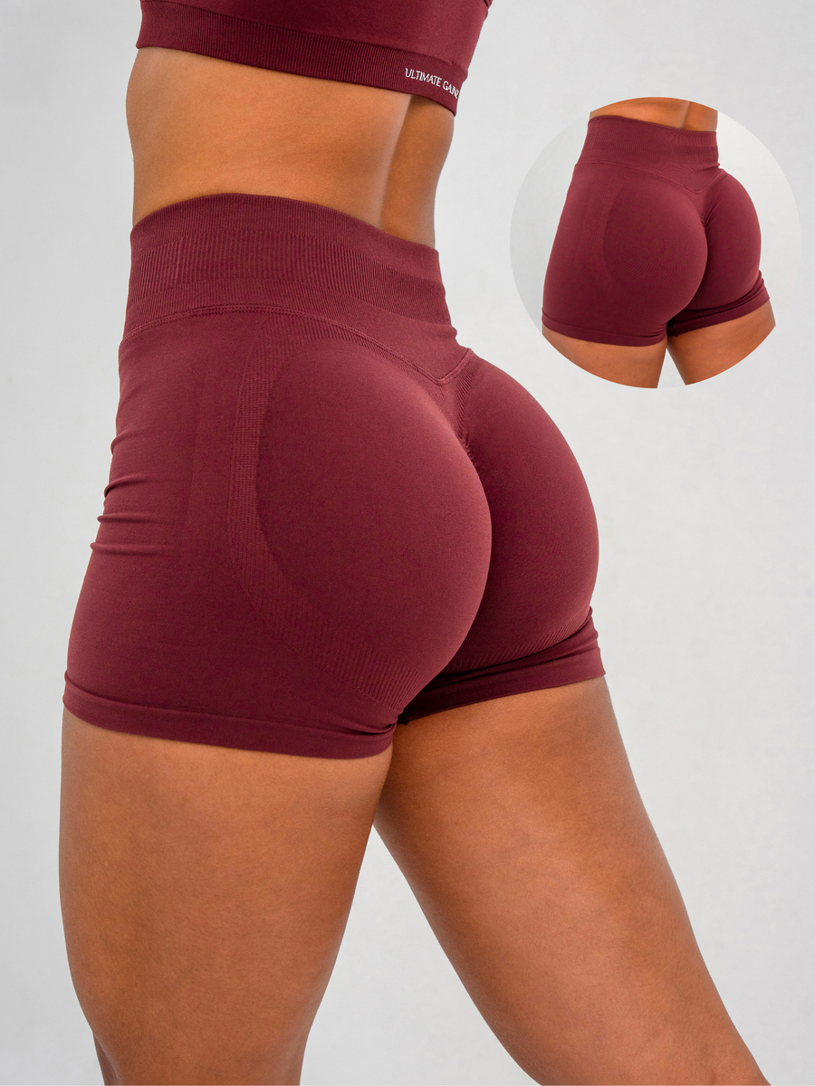 Luna | Premium Seamless Scrunch Short - Bordeaux