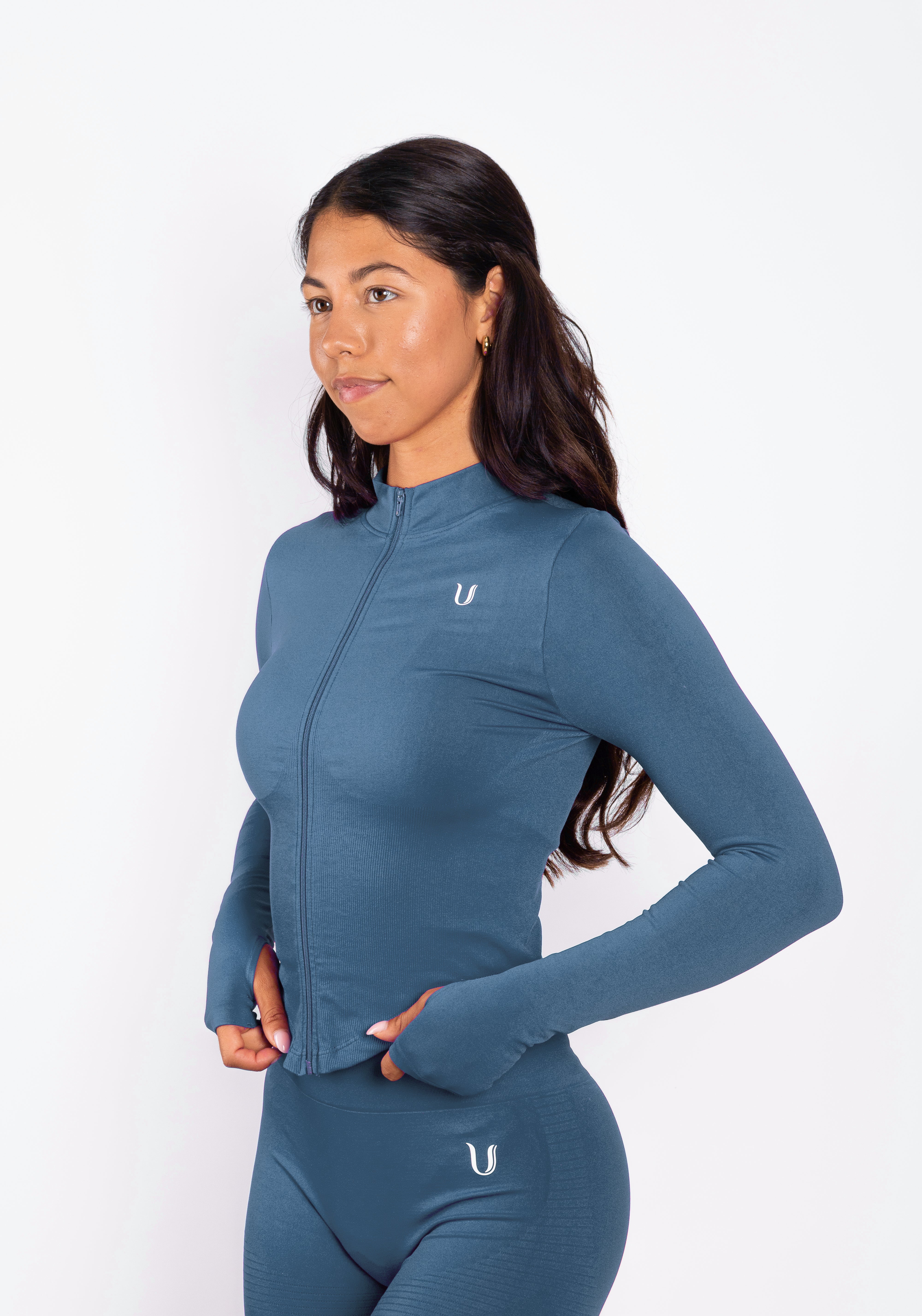 Bibi | Chaqueta con Cremallera Acanalada Seamless – Rojo