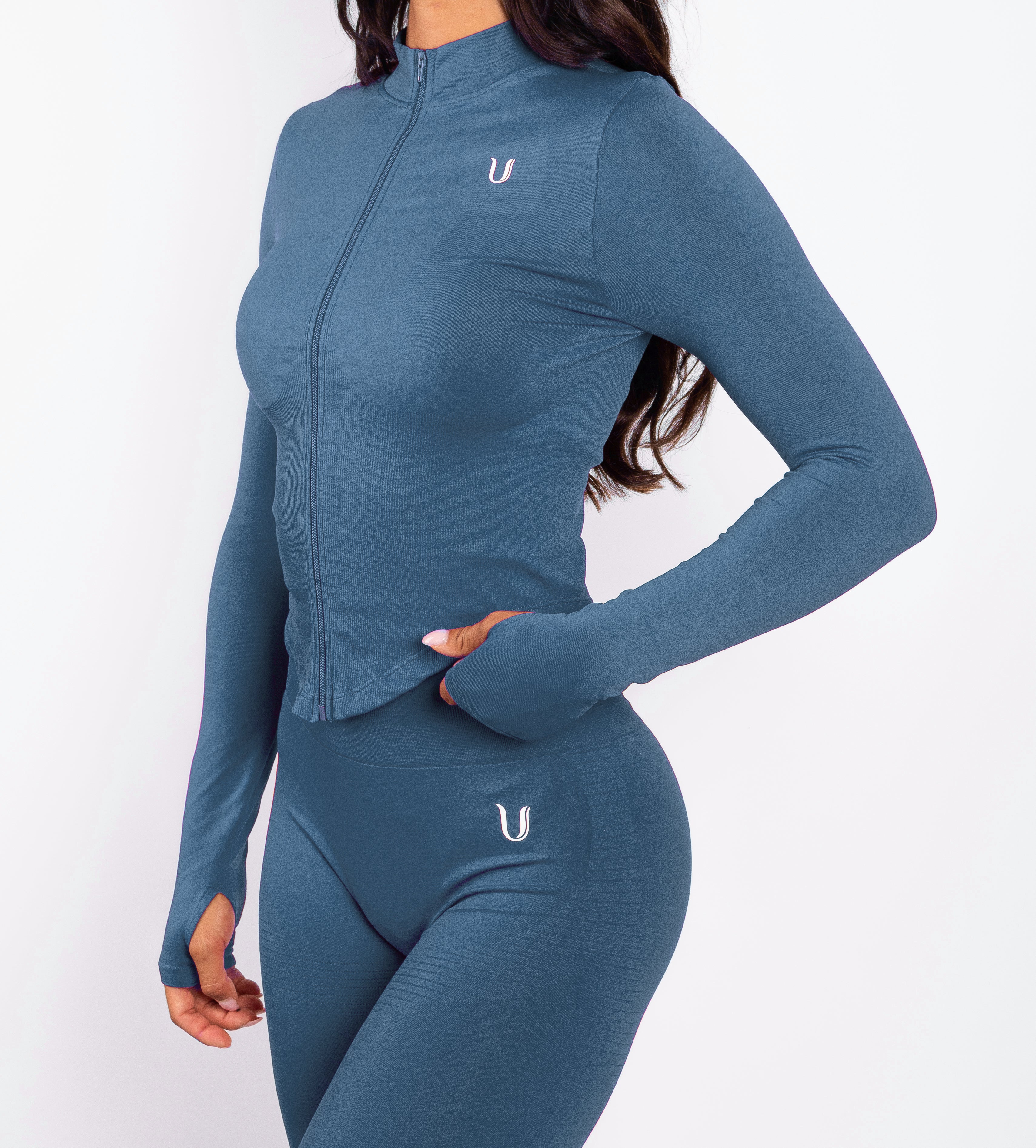 Bibi | Chaqueta con Cremallera Acanalada Seamless – Rojo