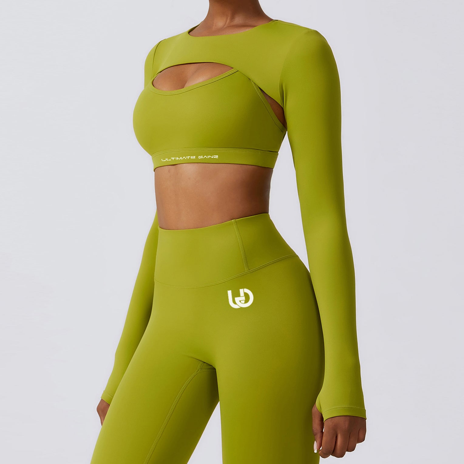 Hailey | Long Sleeve Crop Top - Green