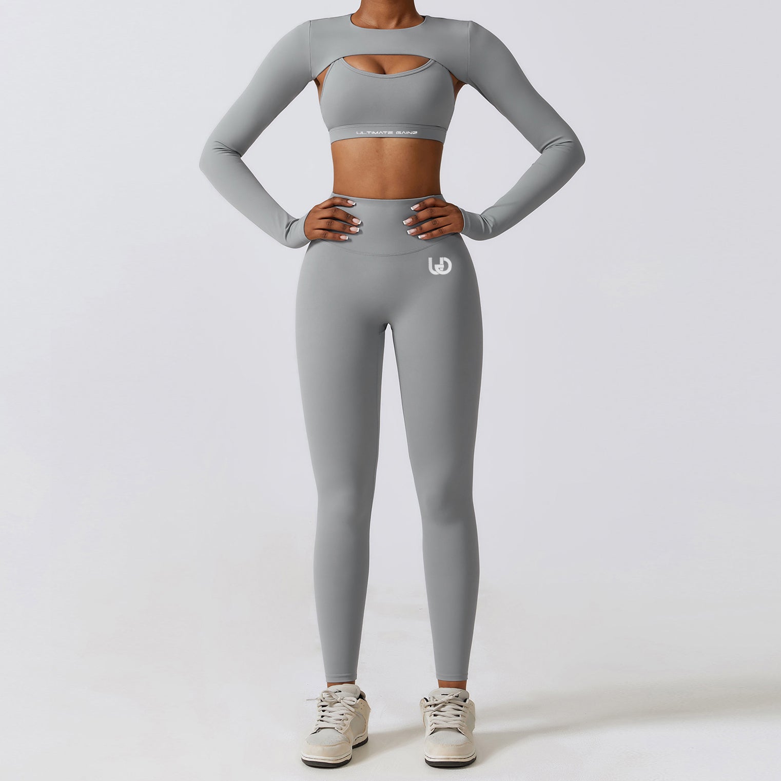 Hailey | Long Sleeve Crop Top - LightGrey