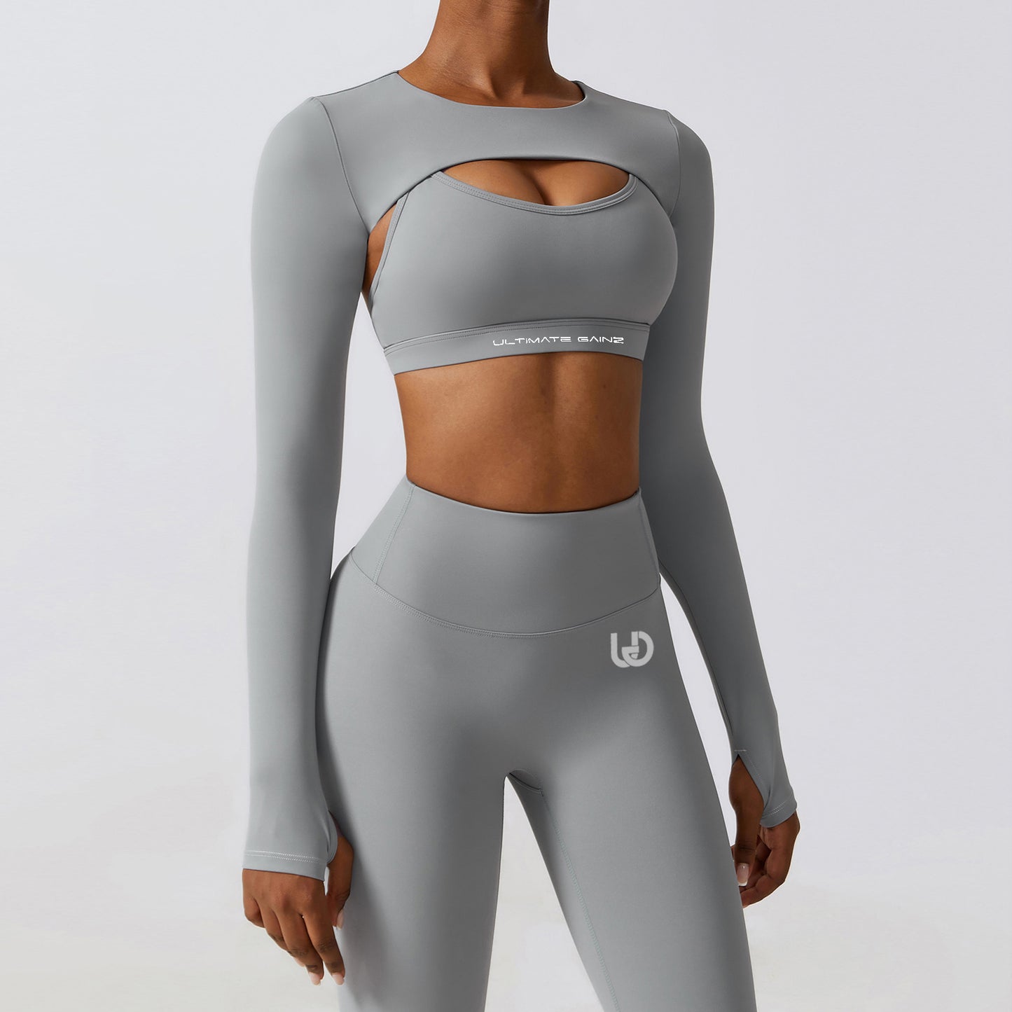 Hailey | Long Sleeve Crop Top - LightGrey