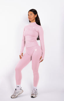 Beau Half Zip Lange Mouwen Top Roze - Dames sportkleding afbeelding 5