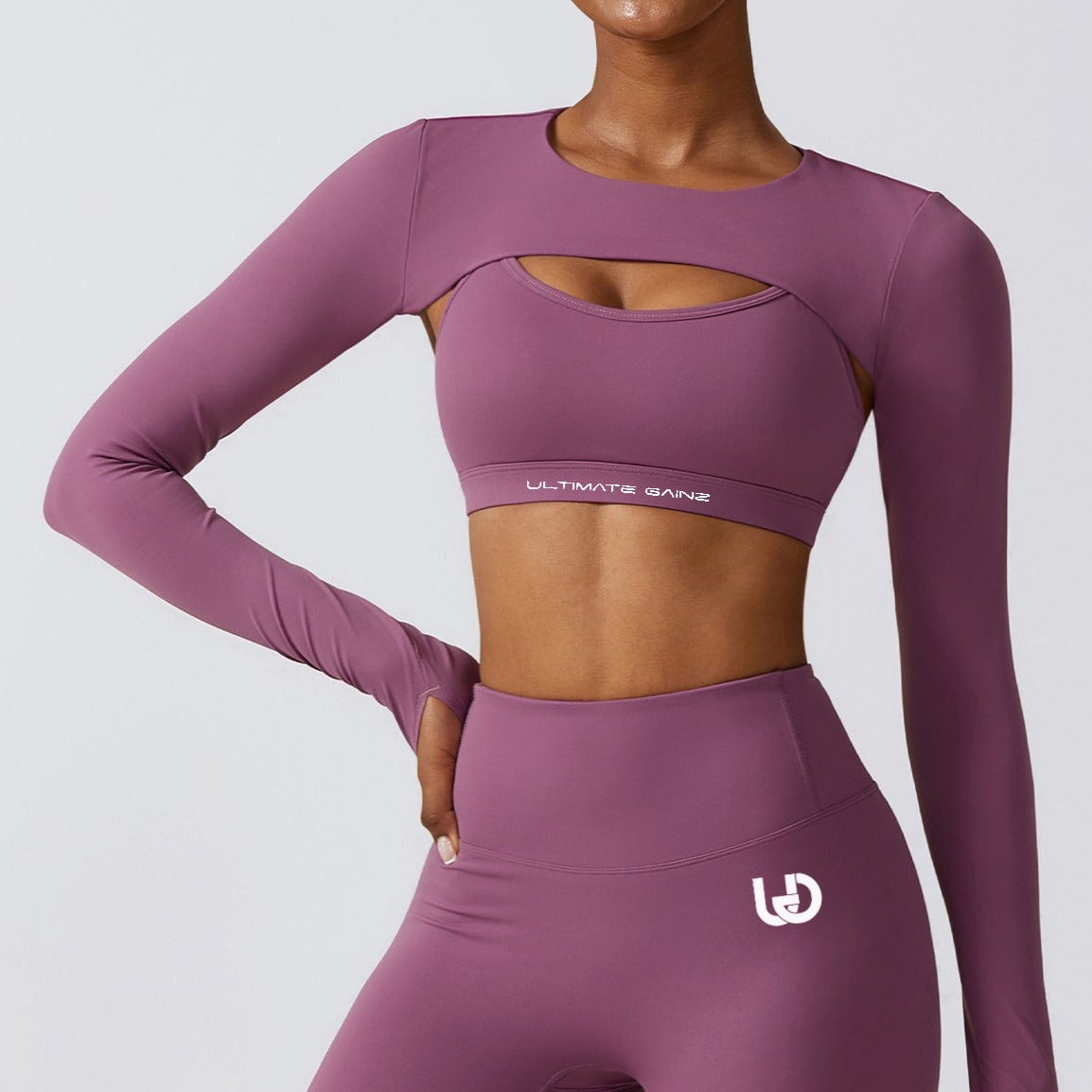 Hailey | Long Sleeve Crop Top - LightPurple